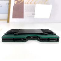 Dompet pria pemblokir Rfid, dengan tali uang tunai, dompet gaya L, pemegang kartu kredit aluminium Aloi