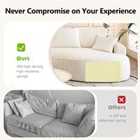 Canapé d'angle luxueux et moderne à dossier incurvé, avec revêtement en chenille, mousse à mémoire de forme et design sans armature pour salon