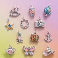 Breloques Pendentifs en Acier Inoxydable Couleur Argent Rose pour Valise de Voyage, Appareil Photo, Bagages, pour la Création de Bijoux et Accessoires de Bracelet DIY