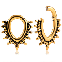 Evorte 316L Acier inoxydable plaqué or 18 carats 6 mm 0G 1G 2G Dilatateurs d'oreille Plug Tunnel Expander Punk Hip Hop Bijoux de corps
