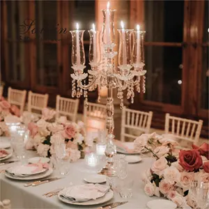 ZT-548 Luxury Wedding table decoration 7 arms hurricanes clear crystal candelabras