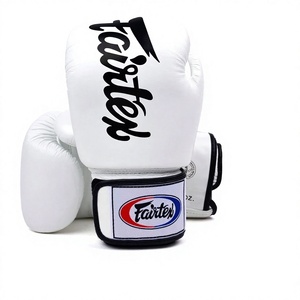 Top Quality Fairtex White Real Cowhide Leather Boxing <b>Gloves</b> Custom Logo Kick Boxing Training Fighting Hook Loop <b>Moisture</b> Wick - Product Image 1