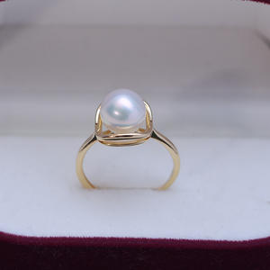 Bague en argent S925 ronde blanche de 8-9 mm de Zhuji Danshui, simple, réglable, faite à la main, avec une forte brillance et de légères imperfections, ornée de perles - Product Image 2