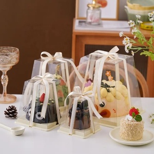 Großhandel hoch transparente PET Kunststoff Kuchen Verpackung <span class=keywords><strong>Box</strong></span> quadratische Hochzeit für Pop Bäckerei für Pop für Kuchen Sandwich Sushi Pizza - Product Image 5