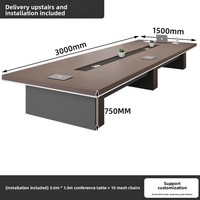 Ensemble de table et de chaises de conférence rectangulaires en bambou moderne HYZ-224X pour 6 personnes, bureau mobile