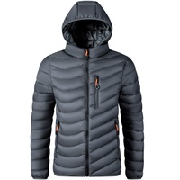Veste d'hiver décontractée pour homme en nylon et polyester avec fermeture éclair, capuche amovible, légère, multi-poches, grande taille