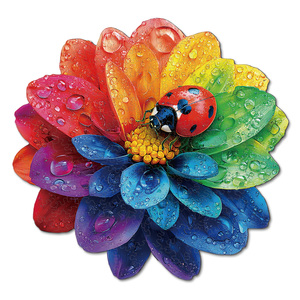 Rompecabezas de madera irregular de Ladybug's Colorful Garden para niños y adultos - Product Image 1
