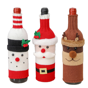 Decorazione natalizia 2025 bottiglia di vino di Babbo Natale Design a maglia per bottiglia di vino di natale decorazioni per le vacanze invernali - Product Image 3