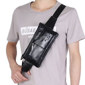 Bolsa de Cintura Masculina em Couro Legítimo, Multi Bolsos, <span class=keywords><strong>Anti</strong></span>-Furto, Com Alça Ajustável, Bolsa Transversal para Uso Diário e Empresarial - Product Image 6
