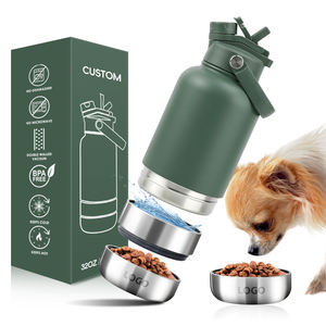 Comedero Portátil 3 en 1 para Mascotas de 32 oz (1000 ml), Botella de Agua para Perros de Acero Inoxidable para Exteriores con Tazones Desmontables - Product Image 1