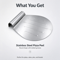 Pelle à pizza et à gâteau en acier inoxydable avec poignée roulée, spatule de transfert pour le déplacement de gâteaux, pizzas, pains et tartes