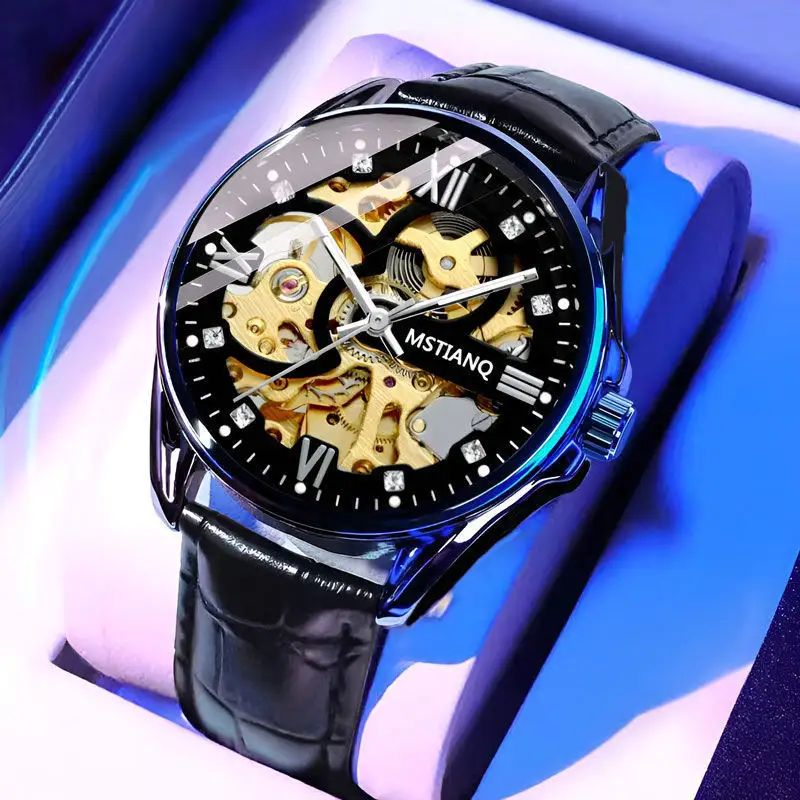New Fashion luxury Waterproof Men Mechanical watch Trend sports Hollow stainless steel Transparent Automatic Watches For Men