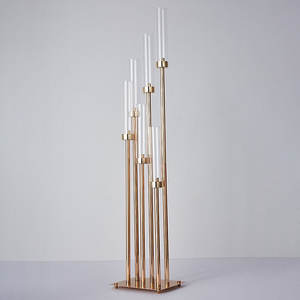 Candelabro moderno de oro de <span class=keywords><strong>8</strong></span> cabezas, candelabros de Metal de 53 pulgadas, candelabro para bodas, centros de mesa, decoración - Product Image 4