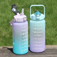 Bouteille d'eau de motivation en plastique PC de 2 litres personnalisée en usine avec marqueur de temps dégradé de couleur personnalisé