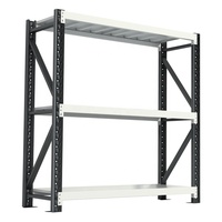 Système de rayonnage d'entrepôt réglable à 3 niveaux, étagères métalliques durables, garage, rayonnage industriel personnalisable