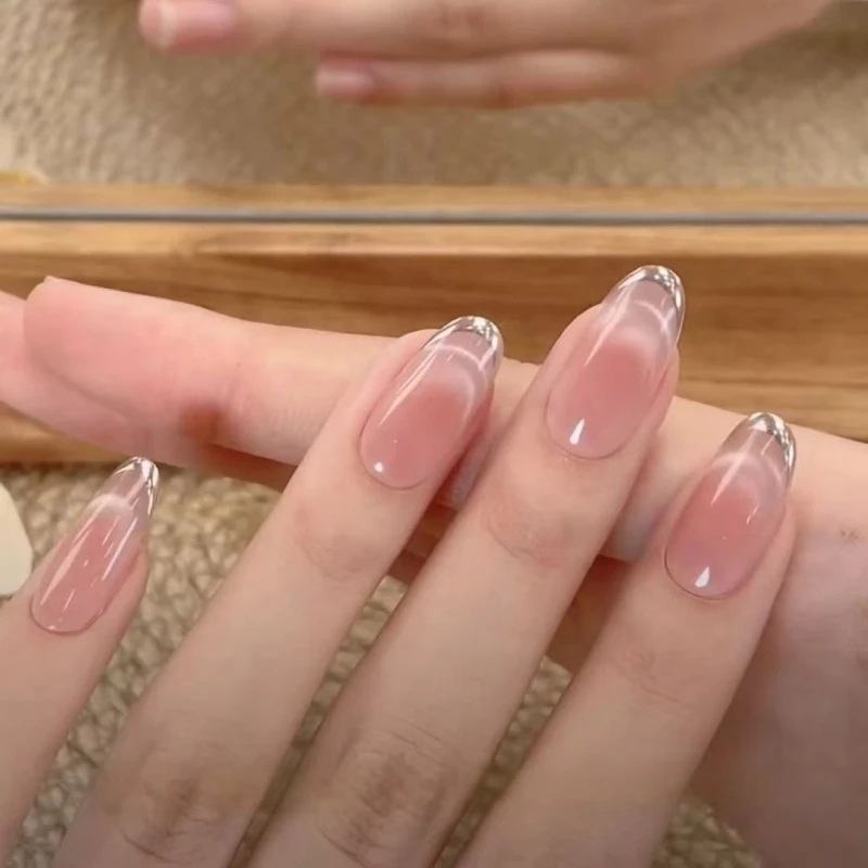 Short Square Luxury Acrylic False Nails Set Wholesale Custom 3D Butterfly Design French Tips Press on Nails Bulk Long-lasting