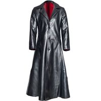 Veste longue en cuir PU gothique punk pour femmes et hommes, costume de vampire gothique pour Halloween, cape cool de chevalier noir