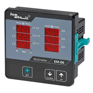 Samwh-dsp-multímetro Digital de EM-06, medidor de Panel de visualización de secuencia de fase de frecuencia de voltios trifásico 12 en 1