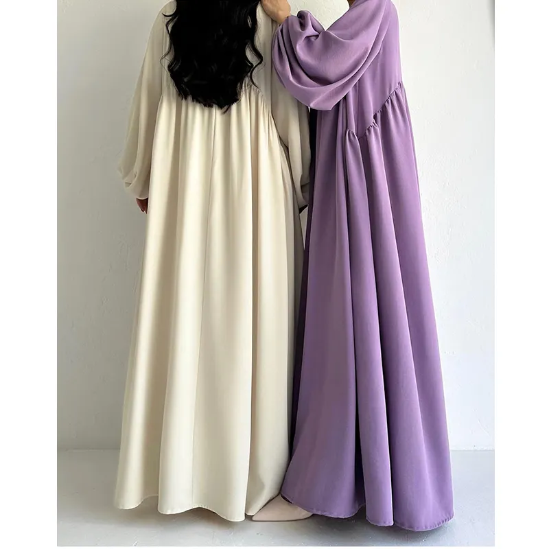 Chiffon kustom Dubai warna Solid sederhana pakaian Islami gaun Abaya Muslim untuk wanita Abaya