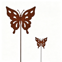 Lot de 2 silhouettes de papillons en fer rouillé, décorations de jardin en métal, art de jardin, décoration extérieure