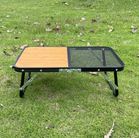 Table de camping pliable de haute qualité en alliage d'aluminium, panneau MDF, maille de fer, petite table de pique-nique en plein air