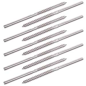 Tornillos <span class=keywords><strong>de</strong></span> unión <span class=keywords><strong>de</strong></span> acero inoxidable para cable <span class=keywords><strong>de</strong></span> 3/16 pulgadas con rosca derecha e <span class=keywords><strong>izquierda</strong></span> para postes <span class=keywords><strong>de</strong></span> madera - Product Image 2