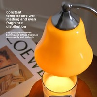 Lampe chauffe-bougie électrique rétro en verre cloche avec base en bois, pour fondre la cire, à intensité variable, avec minuterie, brûleur d'aromathérapie pour chambre et salon