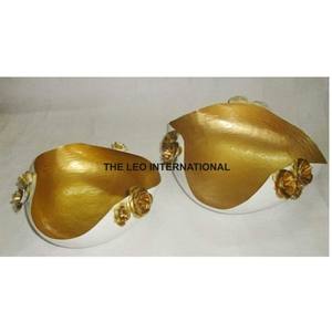 Black Gold Plated Decorative Bowl Aluminum <b>Wood</b> Material <b>Kitchen</b> <b>Accessories</b> Salad Fruits Serving Bowl - Product Image 4