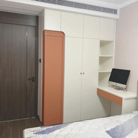 Armoire de chambre en bois avec penderie intérieure en aluminium à 4 portes coulissantes, design coiffeuse, rangement intégré