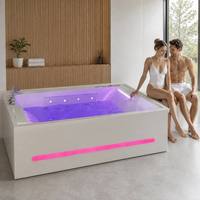 Baignoire de massage à 3 côtés en acrylique CE, directement de l'usine, avec 20 jets, hydromassage, bulles, lumière colorée, thermostatique, pour hôtel et maison