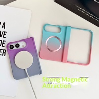 Étui de protection antichoc pliable de luxe avec charnière à axe central, design magnétique puissant à gradient pour iPhone Duo
