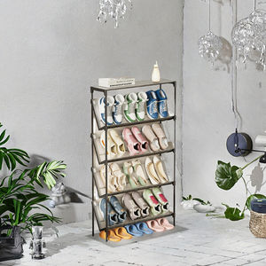 שכבה 5/6 דק נעל מדף נעליים לעמוד פלסטיק-מרוסס אנכיים מתכת עם מסגרת מתכת למרפסת חדר אמבטיה סלון כניסה - Product Image 3