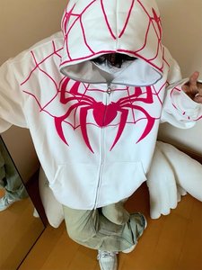 Embroidery Zip Cardigan Sweater Men's and Women's Models Autumn Couple Oversize Marvel <strong>Heroes</strong> Streetwear Spider Hoodie