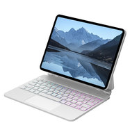 Étui Clavier Magique en Cuir pour iPad 12.9/13 Pro, Housse de Tablette Magnétique Fine avec Pavé Tactile Sans Fil MYJ6141