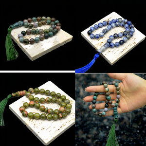 Set di 33 Perle da Preghiera Musulmane in Agata Naturale Placcate <span class=keywords><strong>Argento</strong></span>, Forma Classica a Sfera con Nappina, Regalo Religioso Islamico per Uomo - Product Image 3