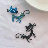 Broche pour femme de style coréen, motif chaton de dessin animé, effet peinture à l'huile, style niche haut de gamme, vente en gros, haute qualité