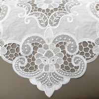 Applique en dentelle de polyester soluble dans l'eau, carrée blanche, broderie florale ajourée vintage, à coudre, 30cm 40cm, pour napperon/table/robe