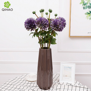QIHAO Artificial Dahlia Flowers Plastic High Simulation Indoor Decorative Floral Arrangement Material Autumn Pink Light Purple - Product Image 2