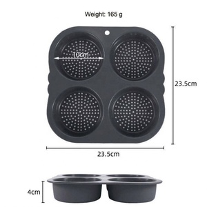 Befair 2023 Nuevo Diseño Molde para Hornear Ecológico de 4 Cavidades Negro Herramientas para Hornear DIY Molde para <span class=keywords><strong>Pan</strong></span> y Hamburguesas - Product Image 6