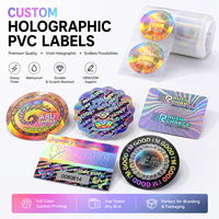 Étiquettes PVC holographiques personnalisées, autocollants brillants imperméables pour l'emballage, la sécurité de la marque, OEM ODM