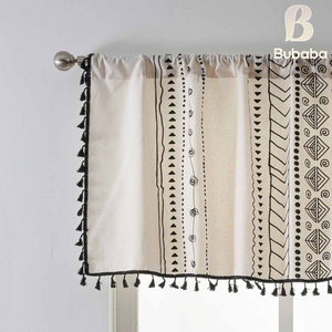 Rideaux courts à franges en <span class=keywords><strong>toile</strong></span> de style américain personnalisables Bubaba - Semi-occultants Translucides à œillets <span class=keywords><strong>pour</strong></span> baie vitrée - Product Image 1