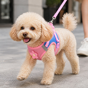 Summer Dog <b>Harness</b> Breathable Lightweight Pink Blue Orange Chest Strap For Small <b>Pets</b> Walking Leash - Product Image 1