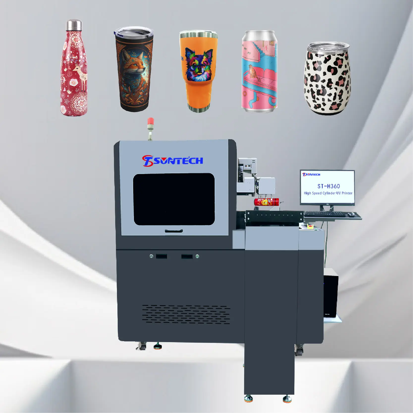 Cilinder UV-Printer 360 UV-Printer Voor Tuimelflessen Kan Koelers Digitale Cilinderprinter