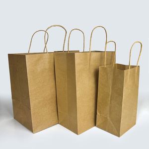Bolsa de Papel Kraft Ecológica Personalizada con Asa de Mano, Embalaje Reciclado para Comida para Llevar, Pizza, Leche, Sushi, Regalos, Compras - Product Image 3