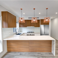 Meubles de cuisine modulaires modernes standard avec options en marbre, charnières à fermeture douce, écologiques et personnalisables