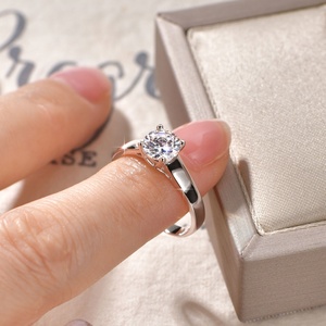 Factory Wholesale Round Cut Cubic Zirconia <b>Solitaire</b> <b>Rings</b> 14k Gold Filled Status Wearing Jewelry for Women - Product Image 3