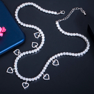 Shiny 18k Gold Plated Round Cubic Zircon Cute Romantic Love Heart Shape Chokers CZ Tennis Necklace for Women <strong>Jewellery</strong> Gift - Product Image 3