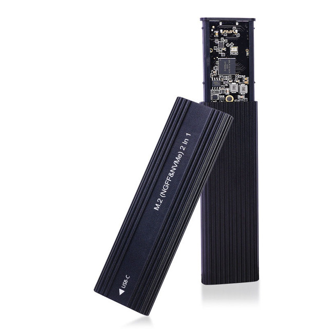 M.2 Nvme SATA SSD Enclosure 10Gbps Single/Dual Protocol M.2 to USB Type C 3.1 SSD External Hard Drive Case Support M Key/B+M