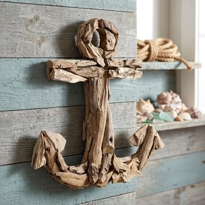 <b>Arts</b> and Crafts Displaying Decoration <b>Standing</b> Decor Made of Recycled Teak Wood Frame in Anchor Shape - Product Image 2