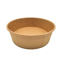 Contenant à Salade Rond Jetable en Papier Kraft Marron Biodégradable pour Livraison Rapide, Bols à Salade Fraîche pour Traiteur et Plats à Emporter